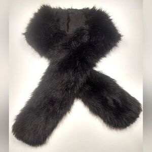 Faux Fur Mink  Long Winter Scarf with Satin Lining Vintage